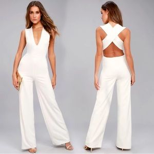 White backless jumpsuit